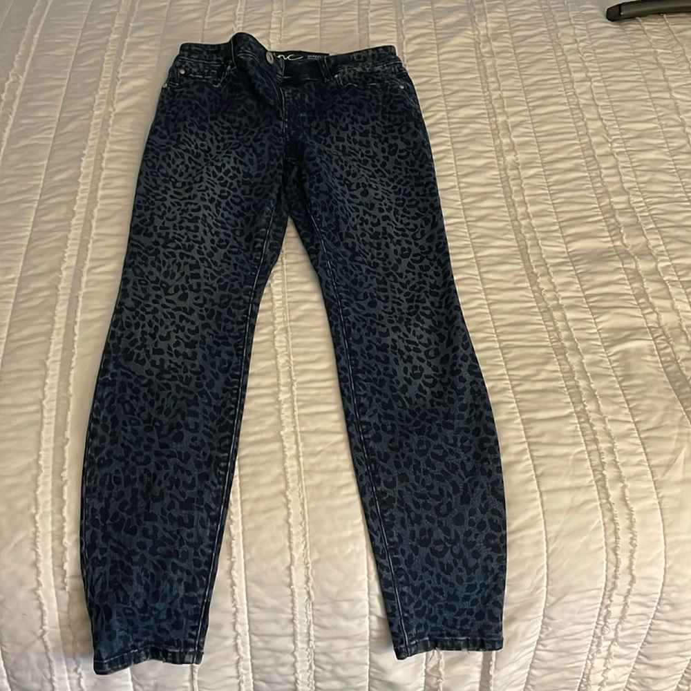 INC skinny jeans with leopard print, NWT